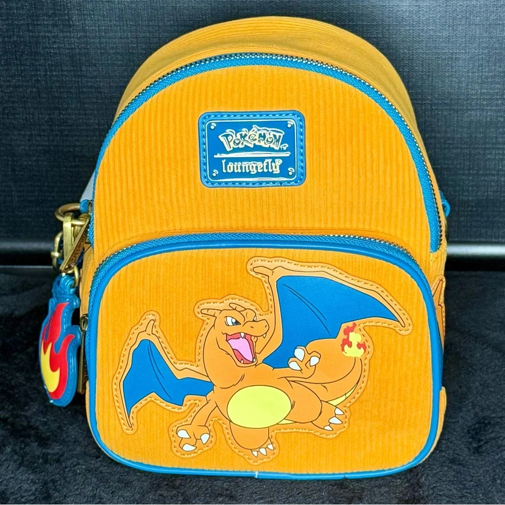 LOUNGEFLY Pokemon Charizard Corduroy Convertible Mini Backpack EE Exclusive